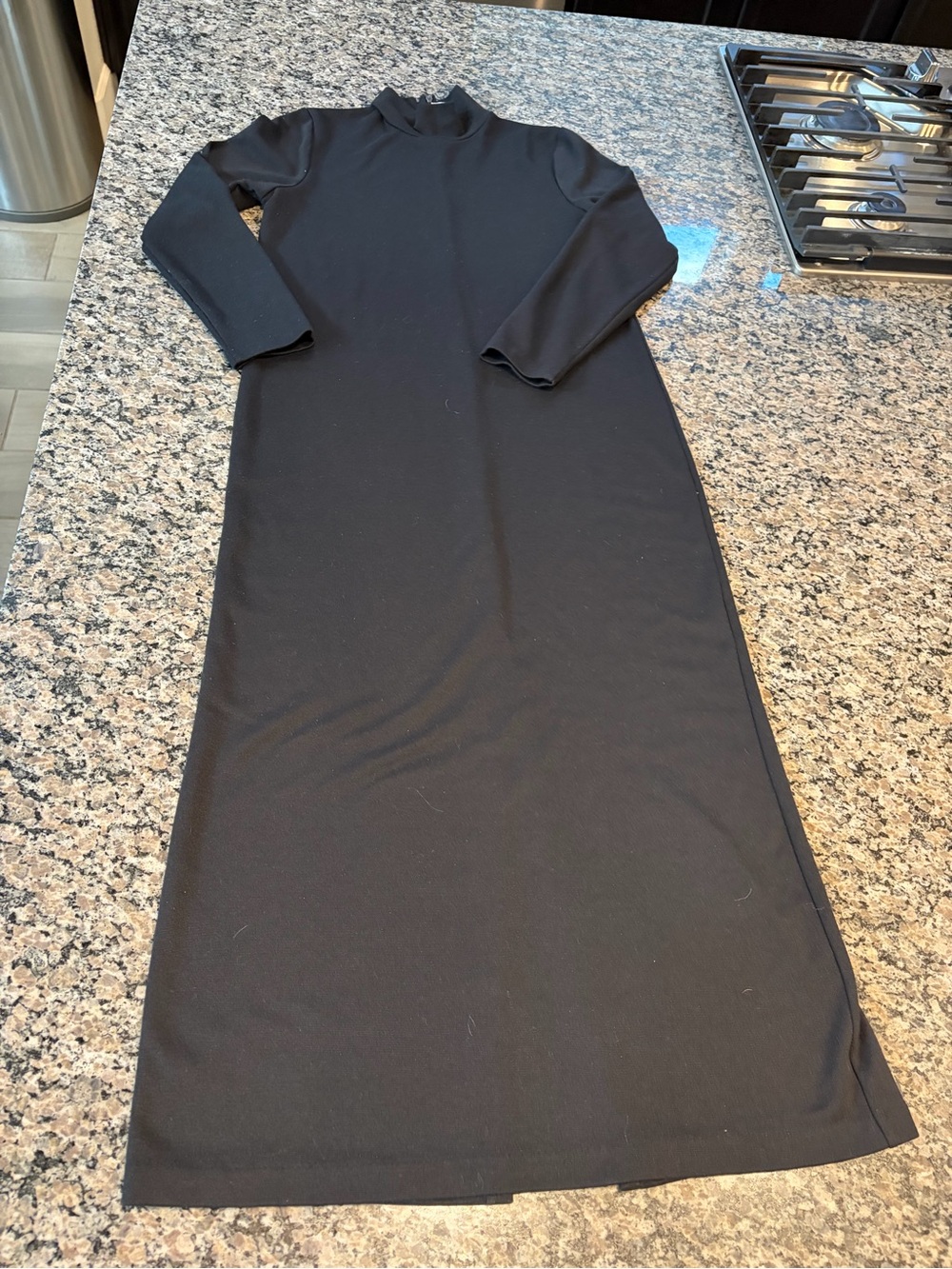 Black Long Sleeve Maxi Dress with Mock Neck